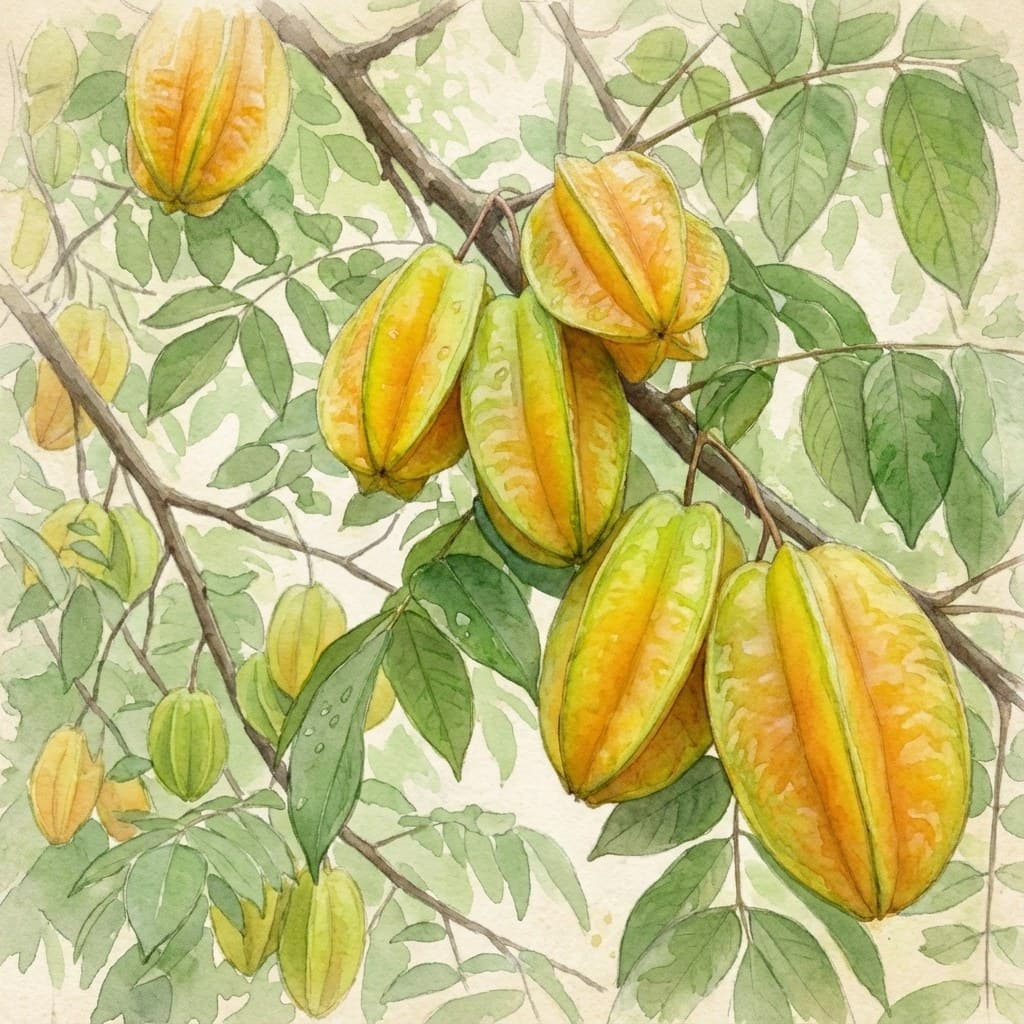 Star fruit kamrak (Averrhoa carambola) tropical fruit at Save Farm Dahanu